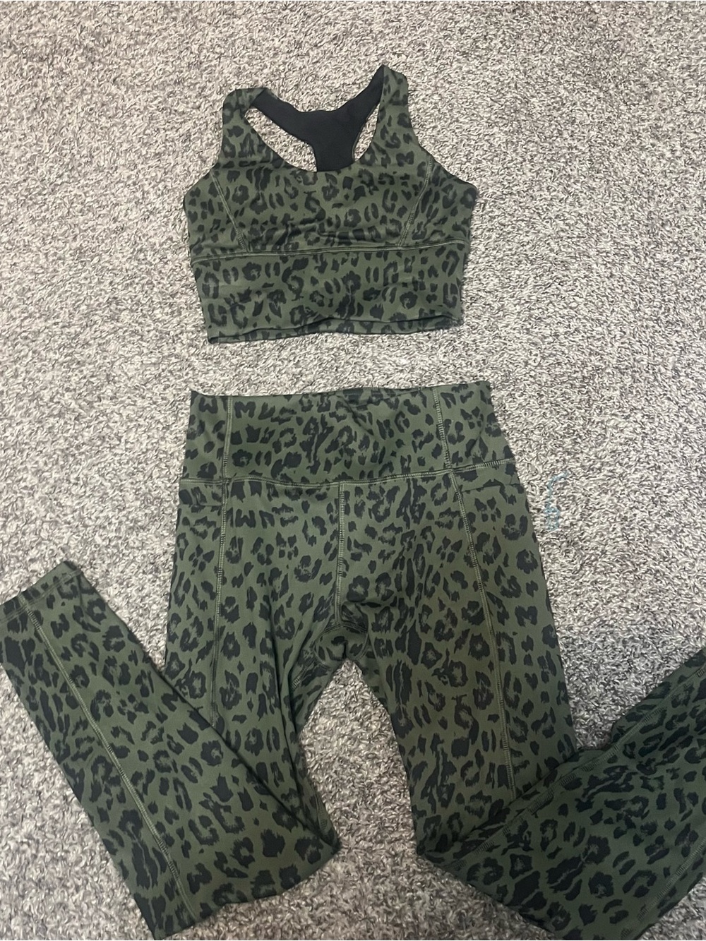 Gottex Olive Green Leopard Print Sports Bra & Leggings